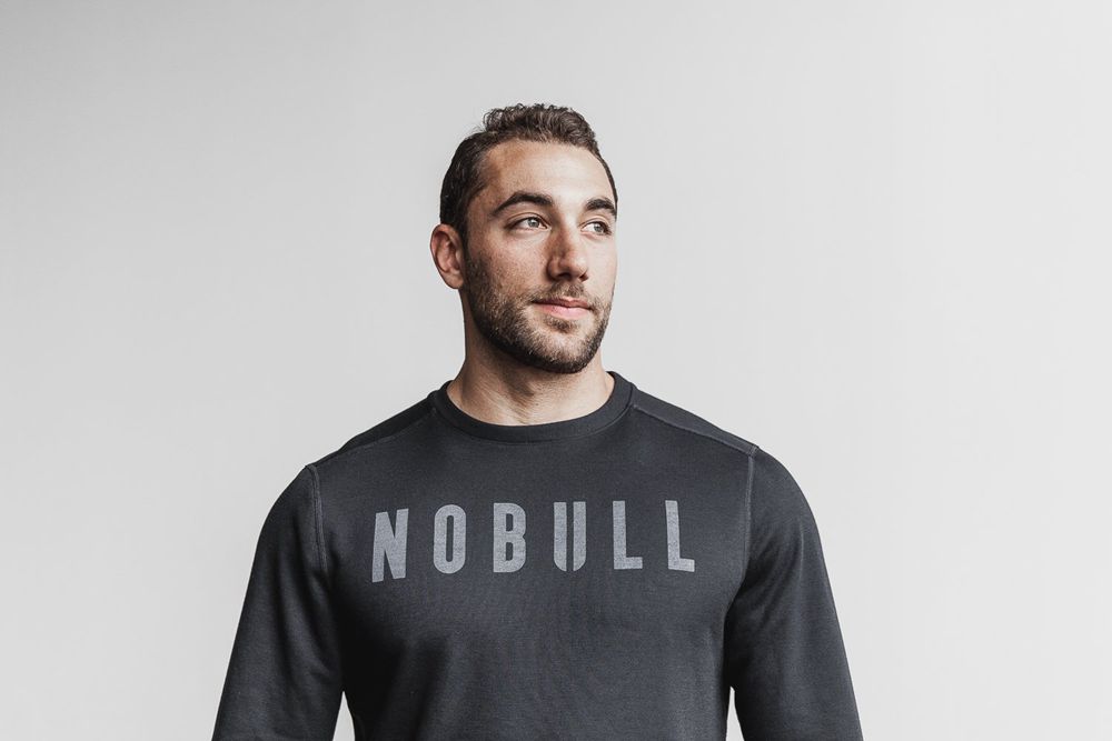 NOBULL Crew Sweatshirts Erkek - Siyah - Turkiye (CPQ-829316)